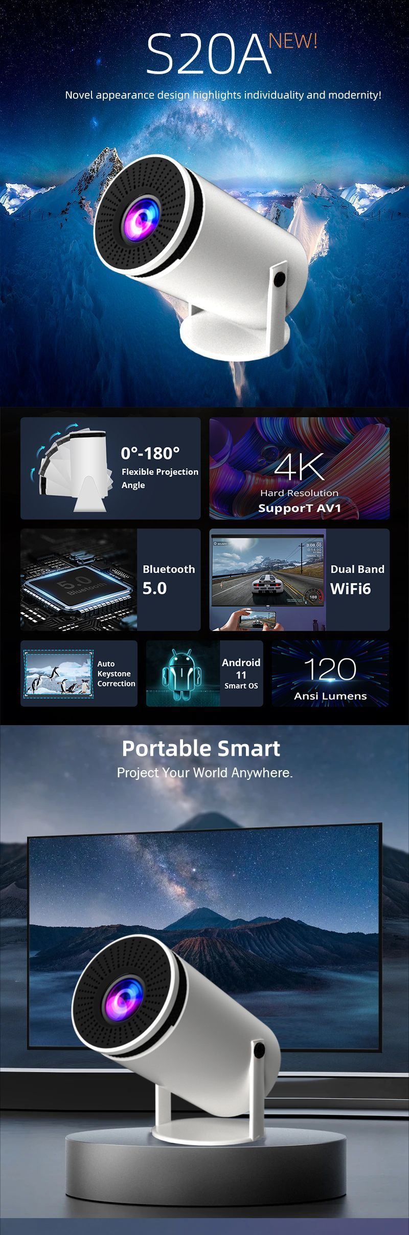 LumiCast HY300 Smart Mini Projector