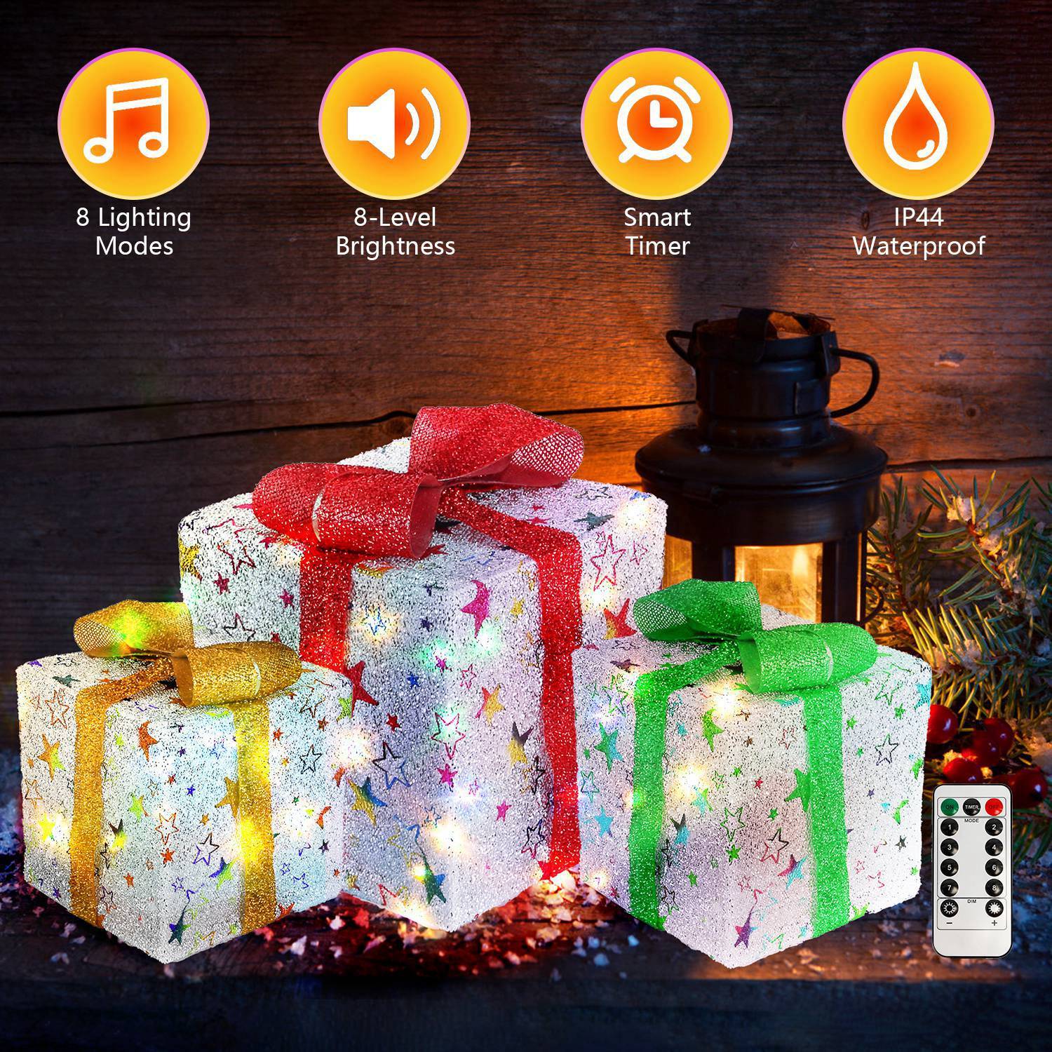 GlowJoy™ LED Festive Gift Box Set - Warm White Light 