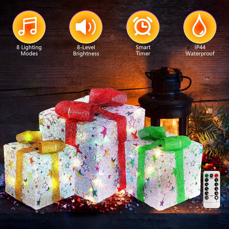GlowJoy™ LED Festive Gift Box Set - Warm White Light 