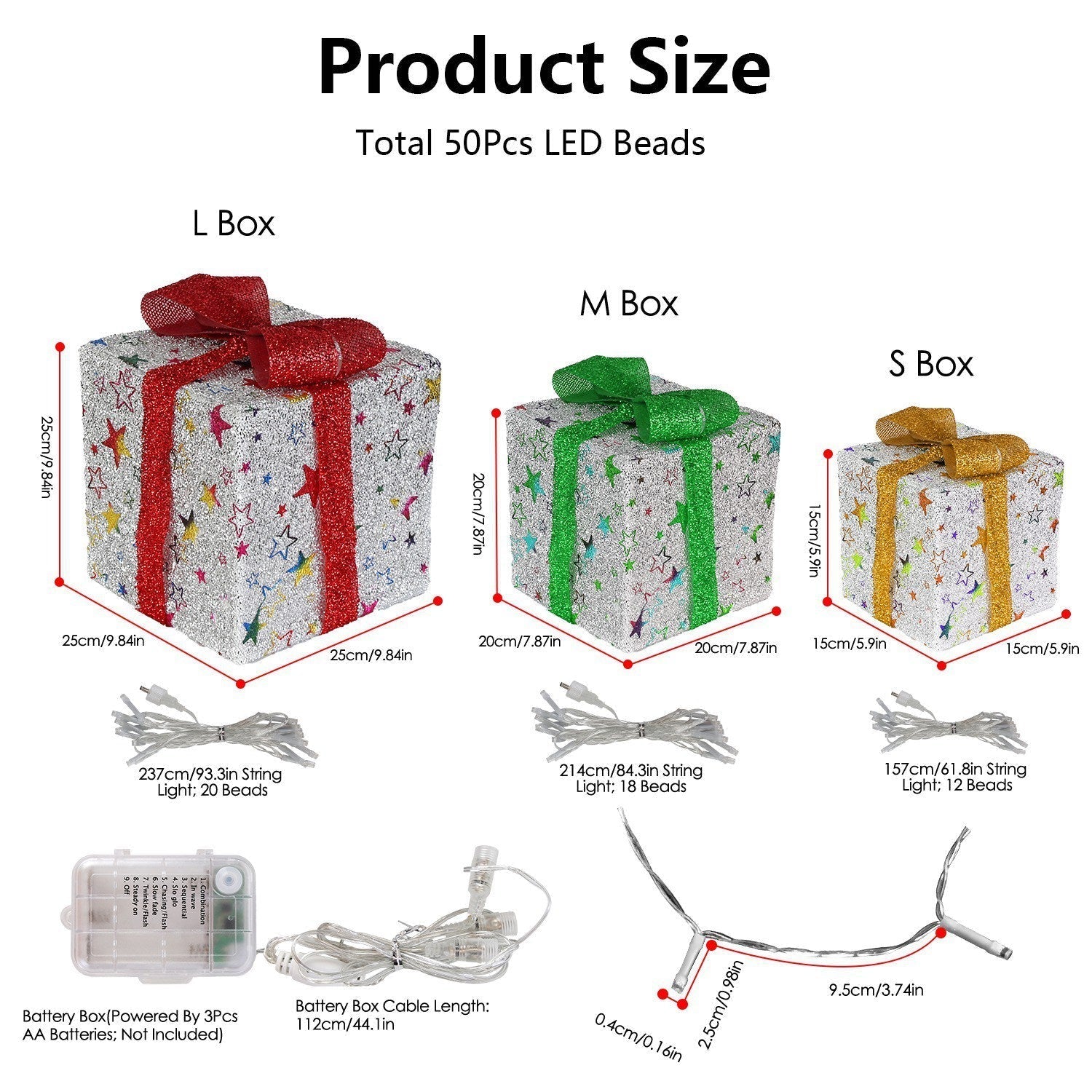 GlowJoy™ LED Festive Gift Box Set - Warm White Light 