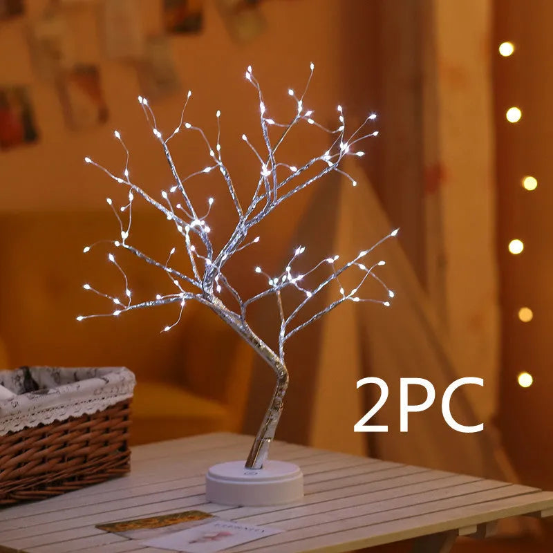 🎄 2PC PearlGlow™ LED Christmas Tree Lights in white LED mode, perfect for ambient lighting in bedrooms, living rooms, or seasonal gifts.