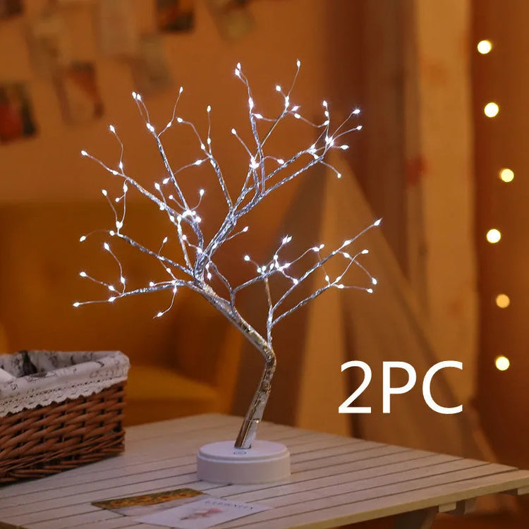 🎄 2PC PearlGlow™ LED Christmas Tree Lights in white LED mode, perfect for ambient lighting in bedrooms, living rooms, or seasonal gifts.