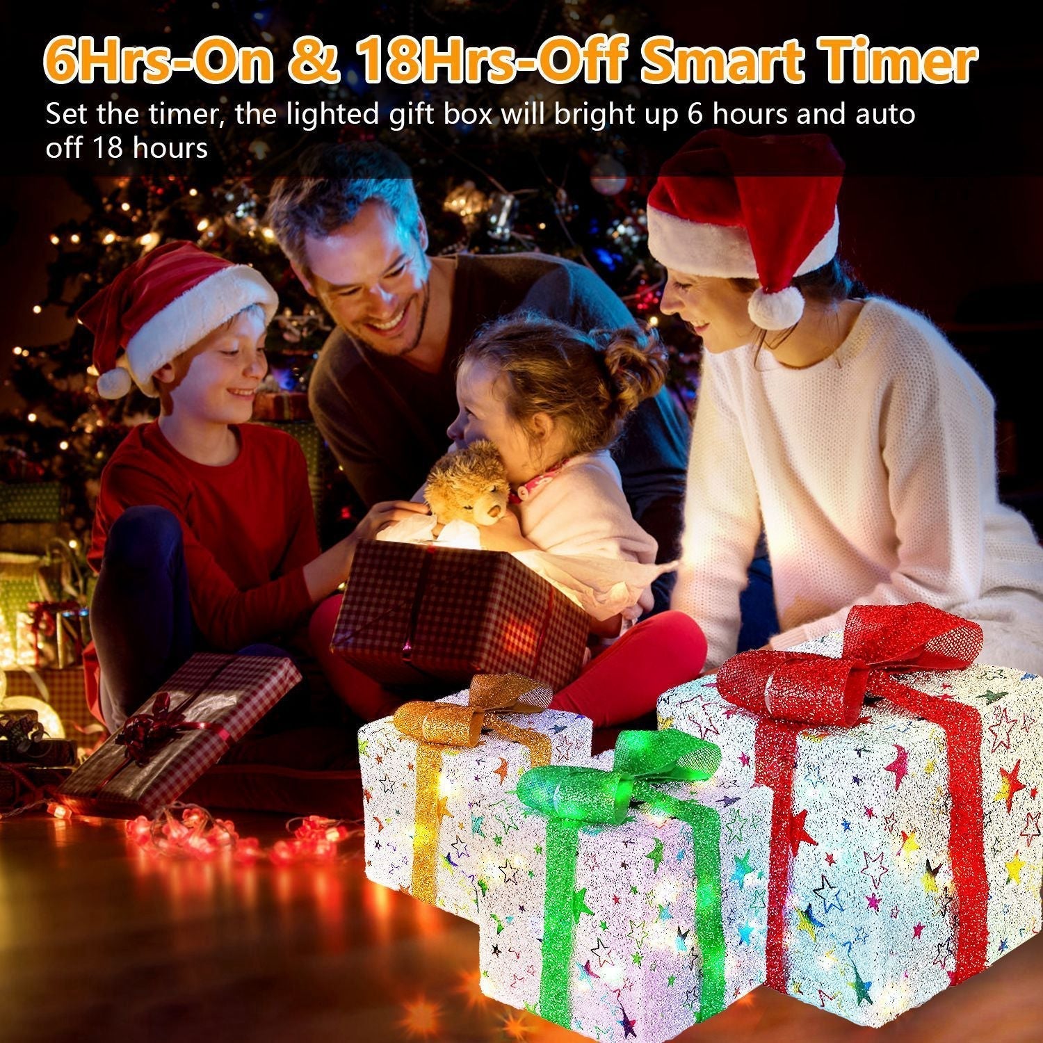 GlowJoy™ LED Festive Gift Box Set - Warm White Light 