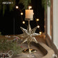 Retro Iron Christmas Candlestick Decorations with star design, featuring a candle on a festive table setting.