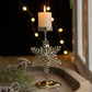 Retro Iron Christmas candlestick decoration with snowflake design and candle, perfect for festive holiday decor.
